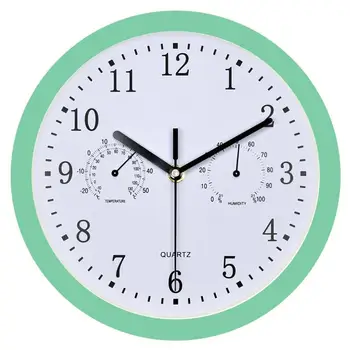 

1pc Wall Clock with Hygrometer Accurate Battery Non-ticking Operated Hanging Clock for Home Backyard Garden Pool Office