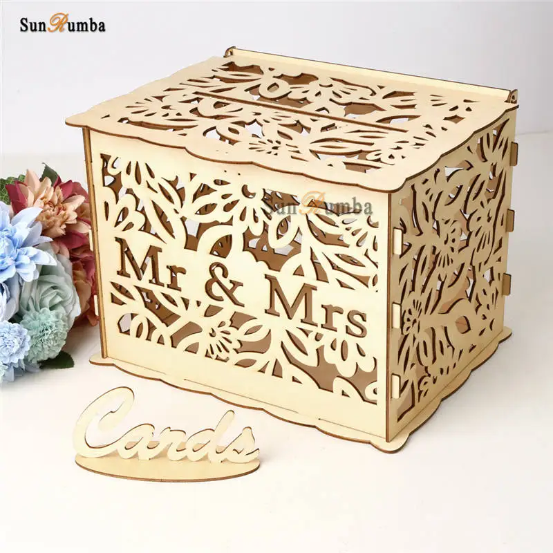 Винтажная Подарочная денежная коробка DIY для свадебных карт с замком со слотом