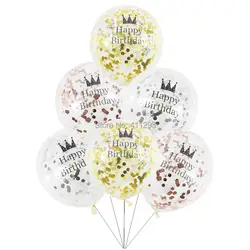 6 шт Ясно неоновые стикеры Розовое Золото Серебро Конфетти шары Для мальчиков и девочек День Рождения украшения прозрачные воздушные шары