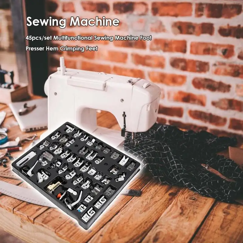 

45pcs/set Multifunction Domestic Sewing Machine Braiding Blind Stitch Darning Presser Foot Feet Kit Set Feet Hem Crimping