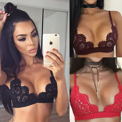 

Sexy Lace Bra Women Floral Sheer Lace Triangle Bralette Unpadded Bra Crop Top Lingerie Underwear