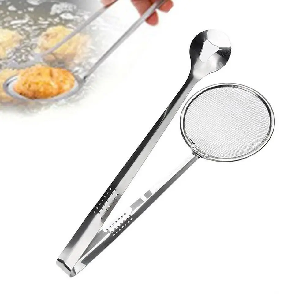 

Multi-Functional Filter Spoon With Clip Food Kitchen Oil-Frying BBQ Filter Stainless Steel Clamp Strainer Kitchen Tools