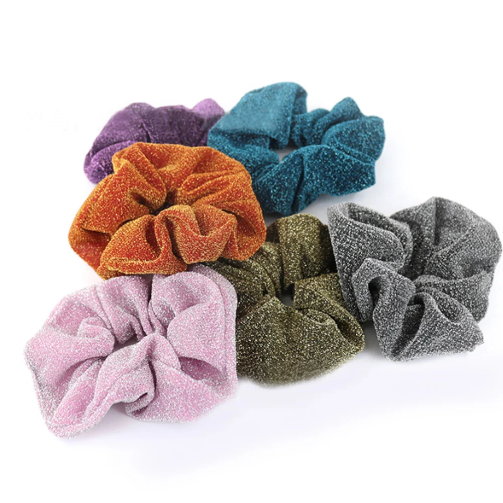 

Glitter Hair Scrunchies Elastic Shiny Hair Rubber Band Women Girls Pink Golden Color Ponytail Holder Hair Ties Rope Accessories