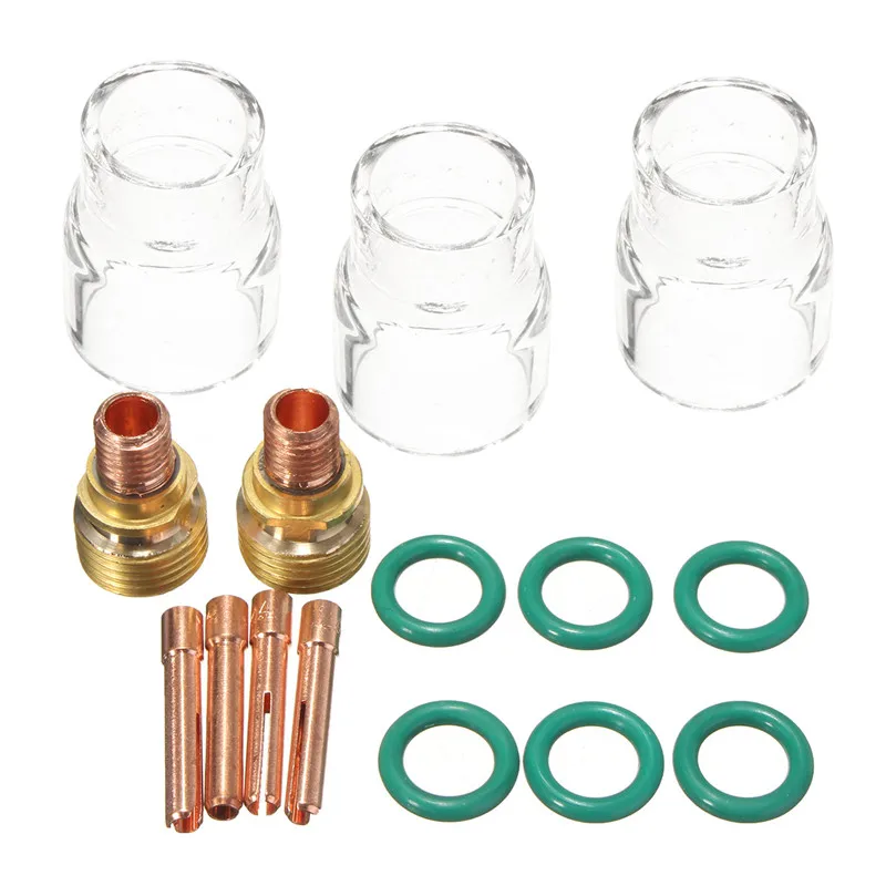 

15PCS 3/32'' TIG Welding Torch Gas Lens #12 Pyrex Cup Kit For WP-9/20/25 Series