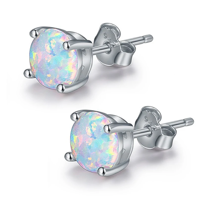 

Hot Sale 2019 New Arrival White 1Pair Blue Beautiful Green Allergy Free Unique Cute Earring Wedding 6MM Round Earring