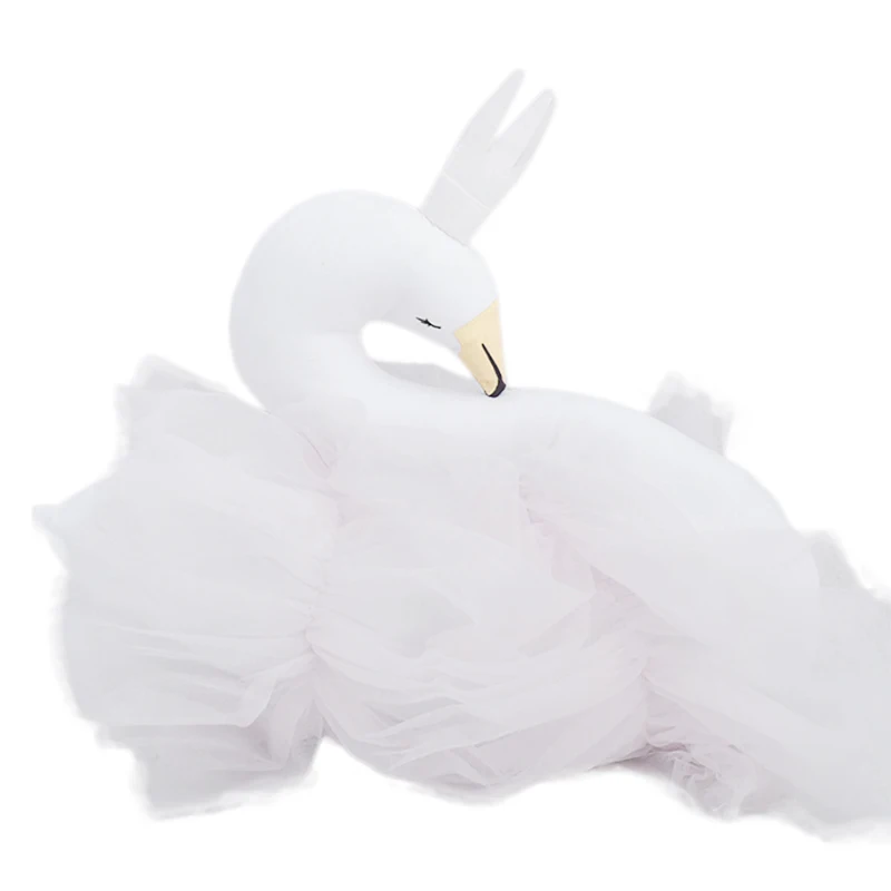 

Swan Baby Pillow Crown Gauze Pillow Cushion Baby Accompany Sleeping Doll Photography Props Children'S Bed Room Decoration Toys