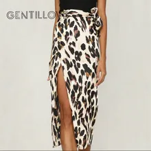 Gentillove, женские винтажные юбки, леопардовая юбка, на шнуровке, с Боковым Разрезом, тонкие, миди юбки, повседневные, цыганские, драпированные, облегающая юбка, офисные юбки