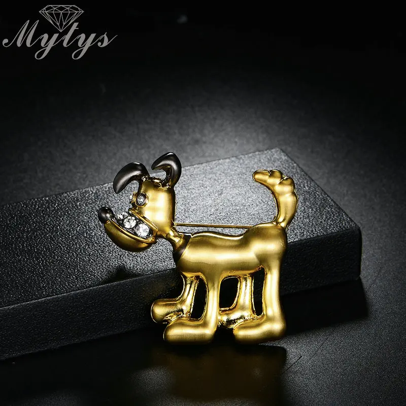 

Mytys Yellow Gold Color GP Pet Dog Brooch Pin for Women and Kids Clothing Jewelry Brooches Apparel Accessories X290