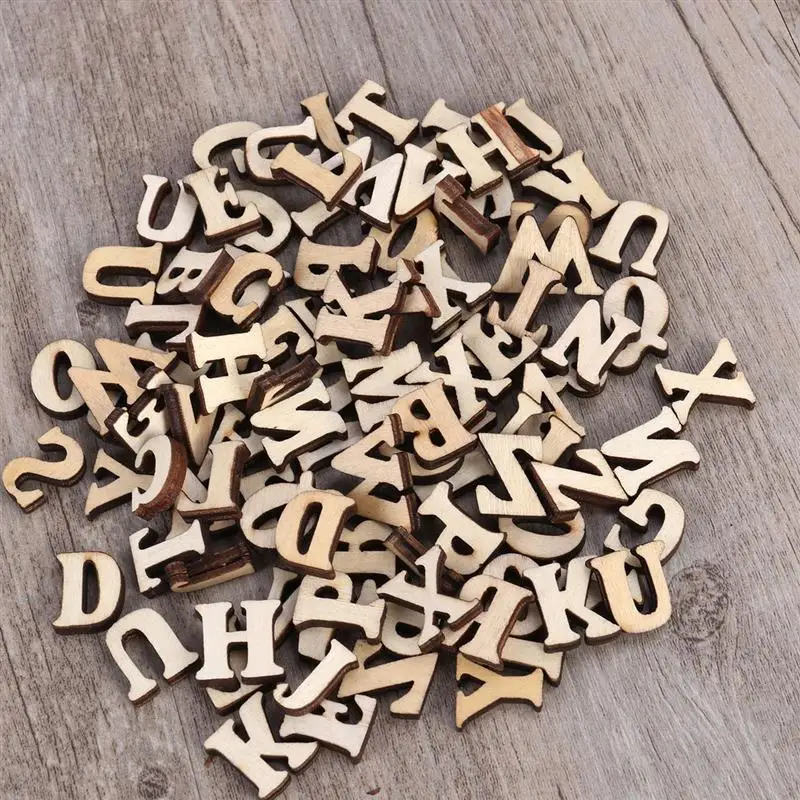 50PCS DIY Arts Crafts Unfinished Wooden Capital Letters Alphabet Wood ...