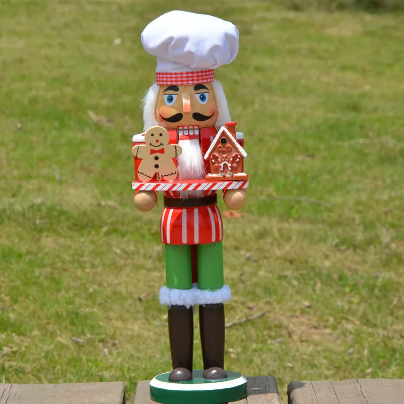 

34cm Christmas Creative Wood Nutcrackers Collection Candy Chef Nutcrackers Christmas Home Decoration Ornament Wooden Crafts