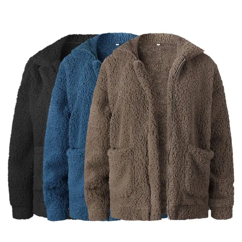 

Ladies Plush Fashion Polyester Fiber Tops Women's Leisure Wear Warm Skin-friendly Comfortable Coffee Black Blue Coat Tops Newly