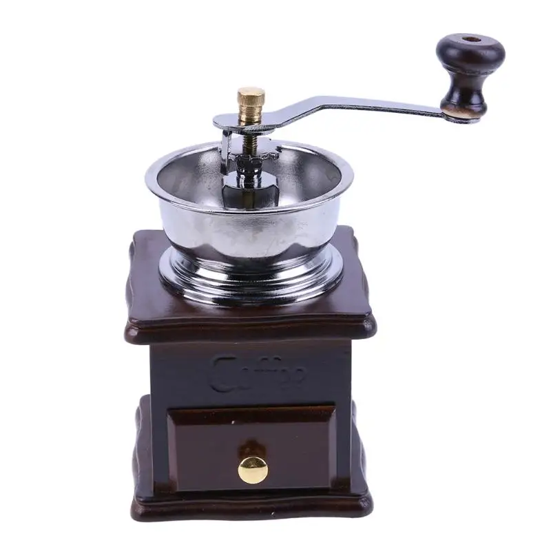 

Manual Coffee Grinder Retro Mini Coffee Hand Mill Wood Stand Coffee Bean Grinding Machine for Home Cafe