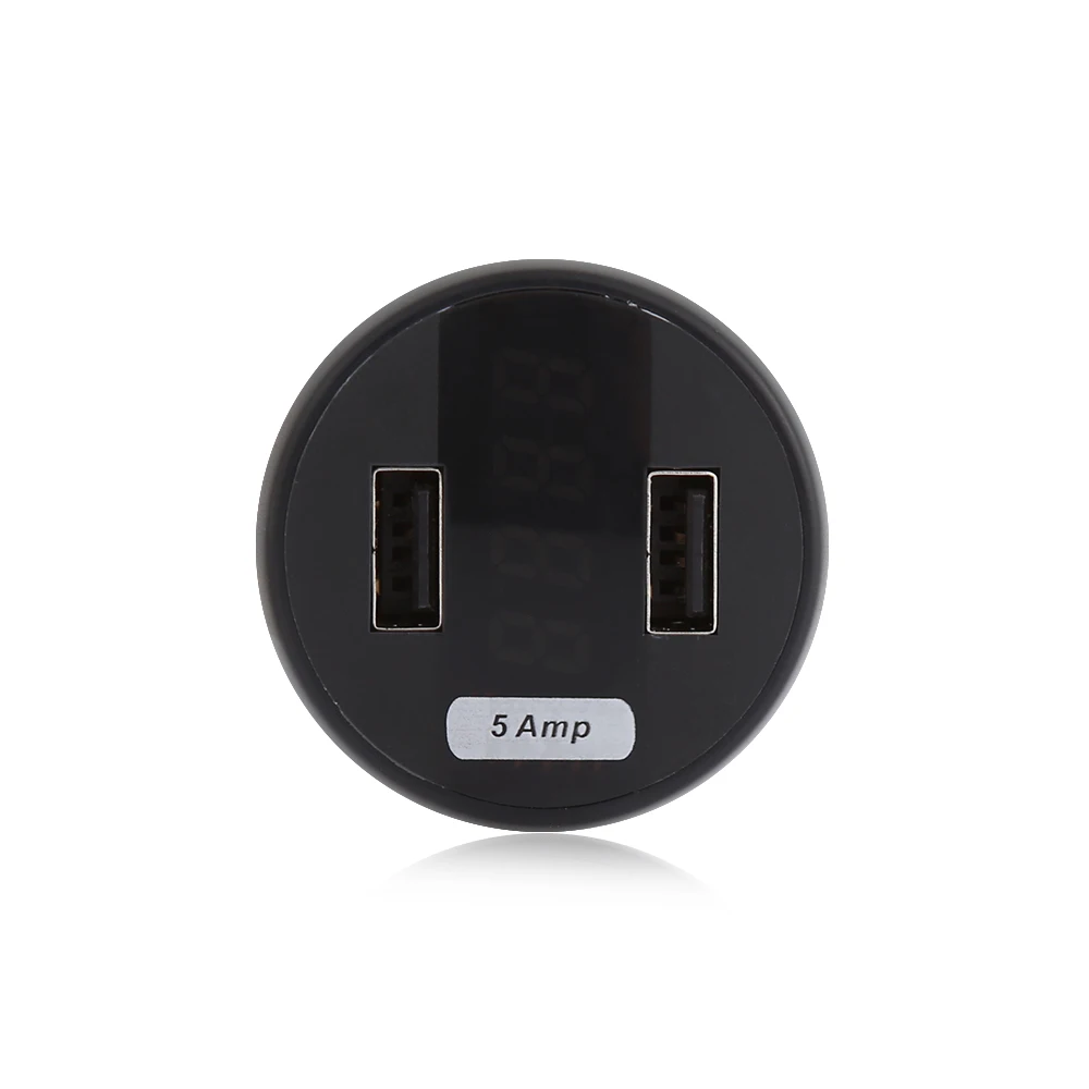 Прямоугольник автомобильное зарядное устройство 5A двойной порты usb с Напряжение Ток смеситель с дисплеем