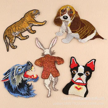 

10pcs/lot Sew Cool Boutique Biker Embroidery Patches Cloth Paste Animal Wolf Dog Rabbit Clothing Accessories Sticker
