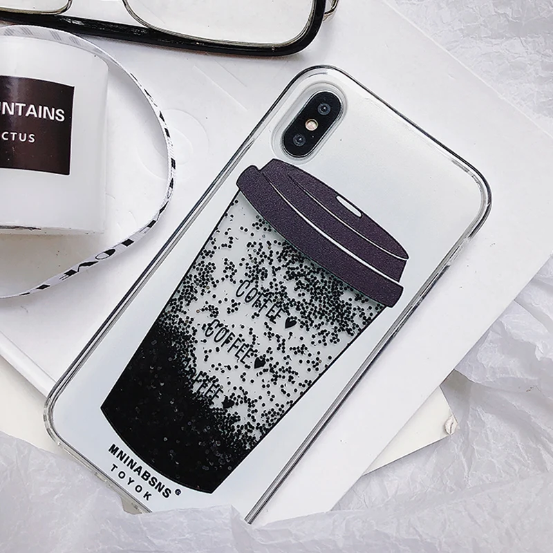 3D чехол с кофейной чашкой динамический жидкий зыбучий песок для Huawei P20 Plus Mate 10 20 Lite