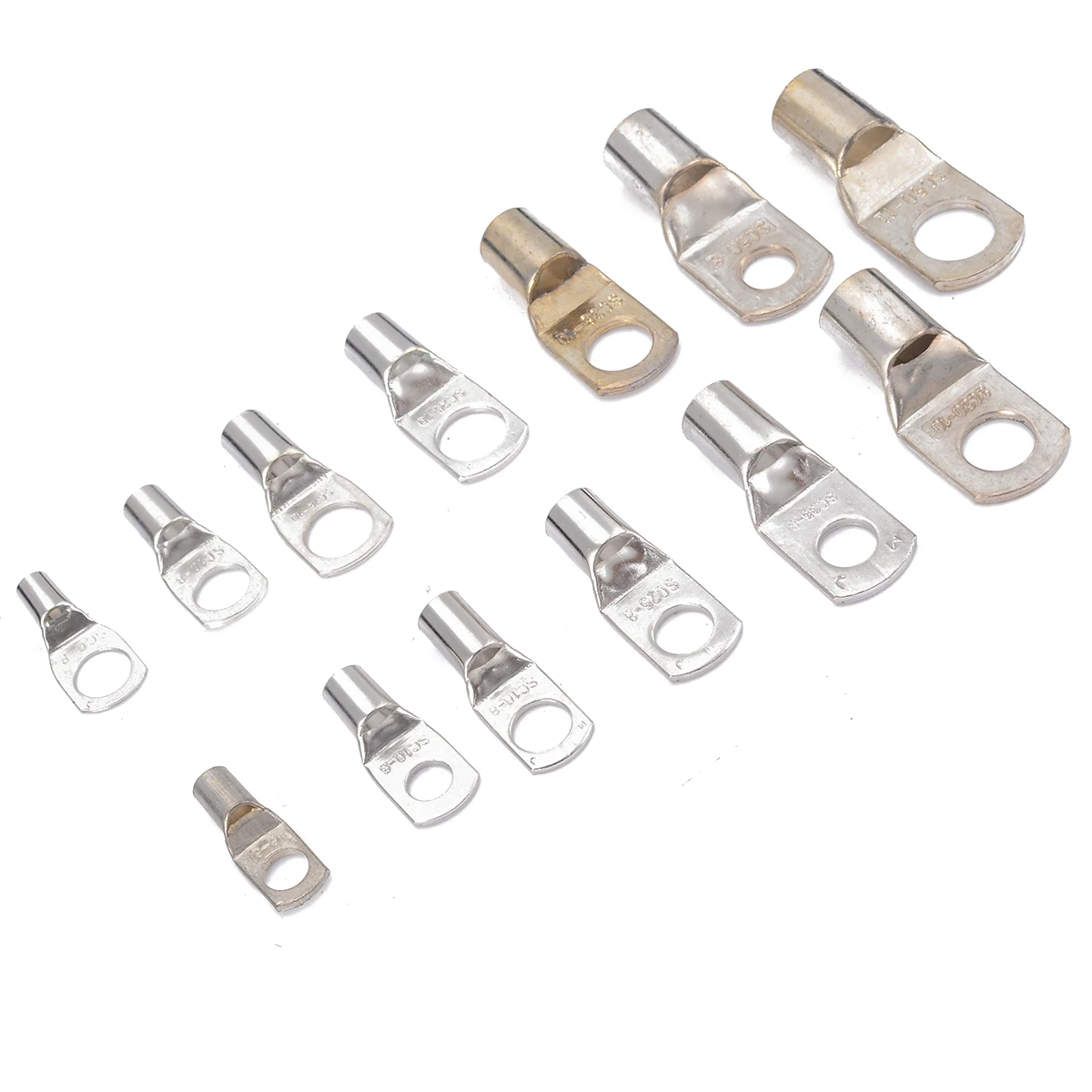 

104pcs/set Bolt Hole Copper Cable Lugs Kit 6mm 10mm 16mm 25mm 35mm 50mm Battery Terminal