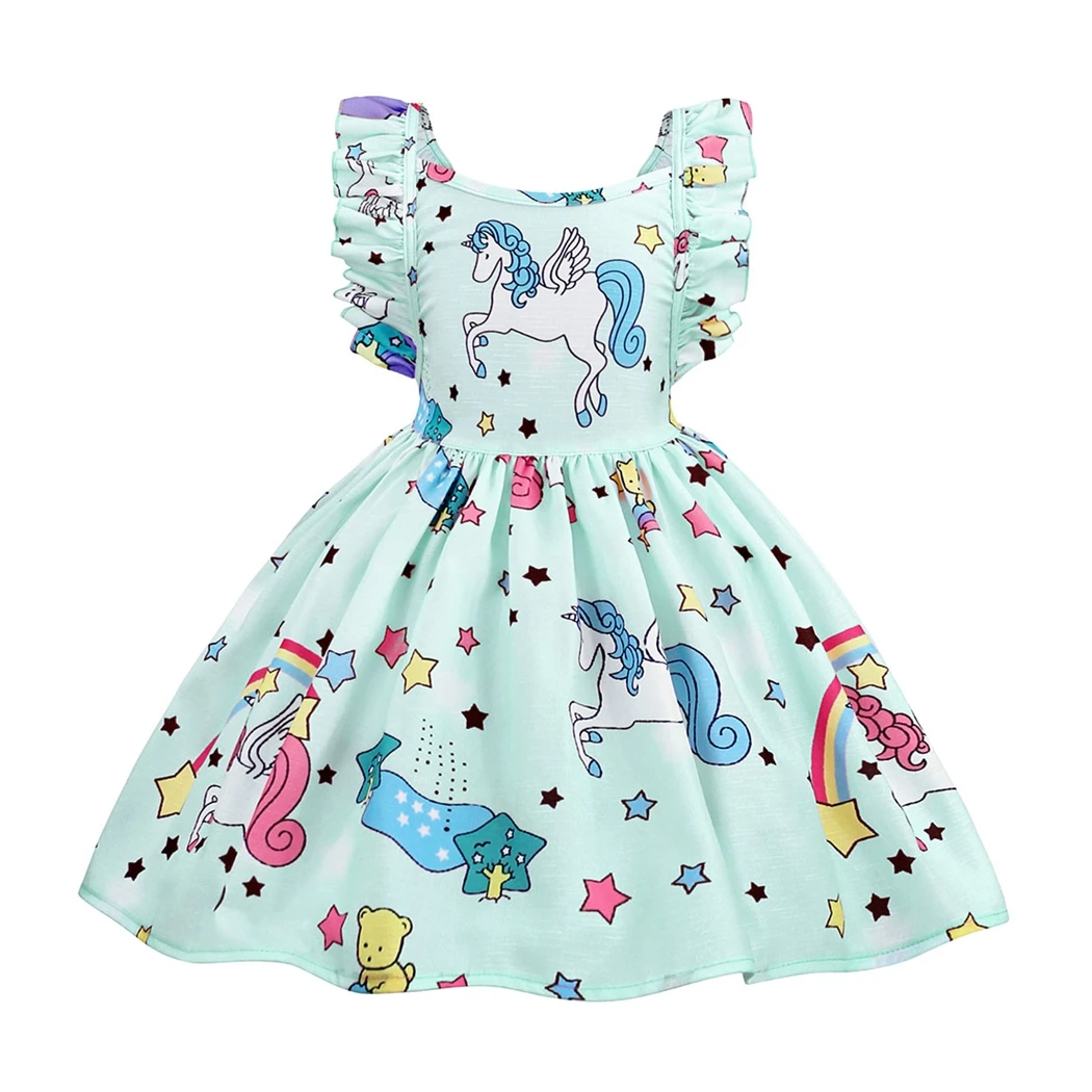 

AmzBarley Girls Unicorn Dress Strappy Backless Toddler Sundress Birthday Dress Up Party Fancy Dresses