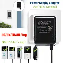 US/UK/EU/АС Plug 8 м кабель беспроводной дверной звонок Камера Мощность адаптер для IP видеодомофон кольцо Беспроводной дверной звонок 110 В-240 В