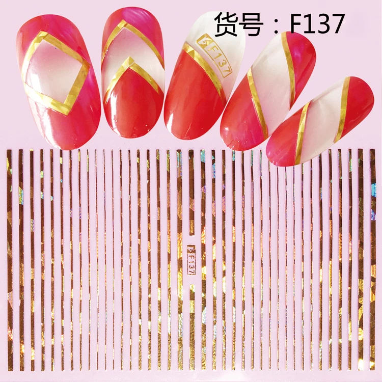 

1 sheet Gold Curve Stripe Lines 3D Nail Sticker Adhesive Striping Tape Sticker Decals Tips Manicure Nail Art Decals