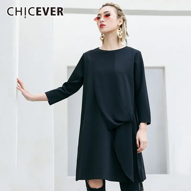 CHICEVER 2019 весенние женские платья для женщин с круглым вырезом три четверти рукав