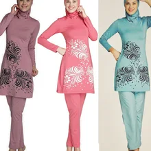 Мусульманский купальник Женская консервативная купальная одежда Исламский пляжный купальник цветочный принтованный хиджаб плюс размер 4XL полное тело лицо покрыто