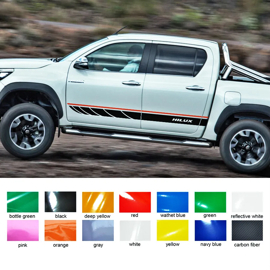 

Car exterior 2 PC hilux side stripe graphic Vinyl sticker For Toyota Hilux Revo SR5 M70 M80 15 2016