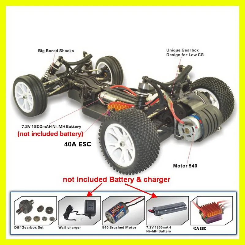 Мини Радиоуправляемый автомобиль 1:10 VRX Racing Bullet EBD RH2011 1/10 электрический багги без