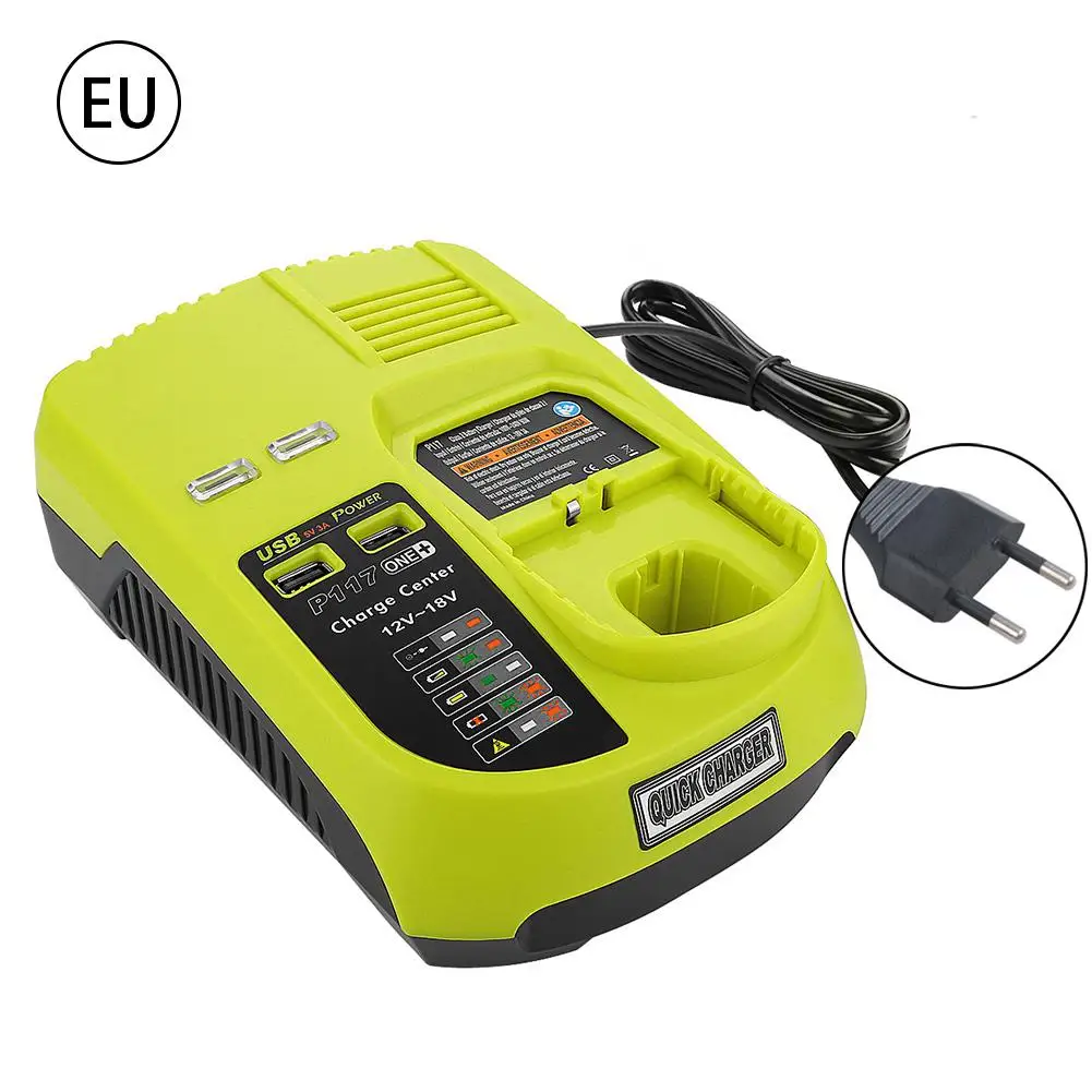 

Lithium Nickel Universal 2 In 1 Battery Charger With USB Interface Smart LED Indicator For RYOBI P117 12V-18V