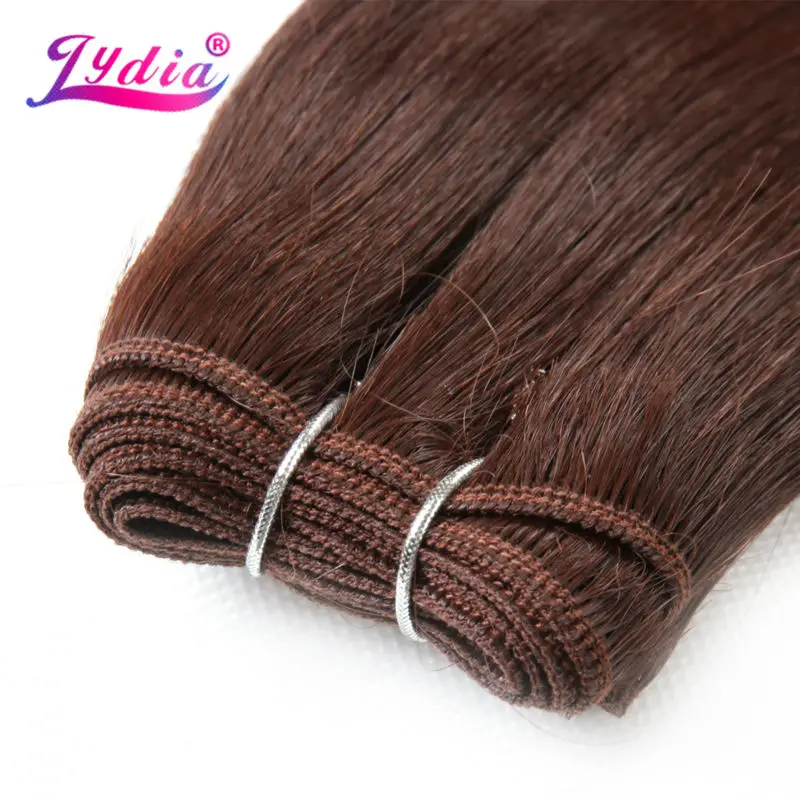 Lydia Synthetic Hair Extension 3Pieces/lot Silky Straight Yaki Weaving 10-26 Inch Pure Color 33# 100% Futura Fiber Bundles Brown