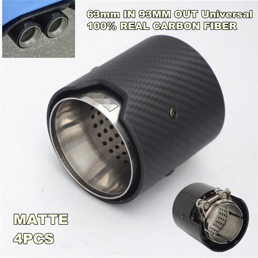 

4 Pieces/lot 63MM Air inlet OD 93MM OUT Matte Carbon Fiber Exhaust tip for BMW M Performance exhaust pipe