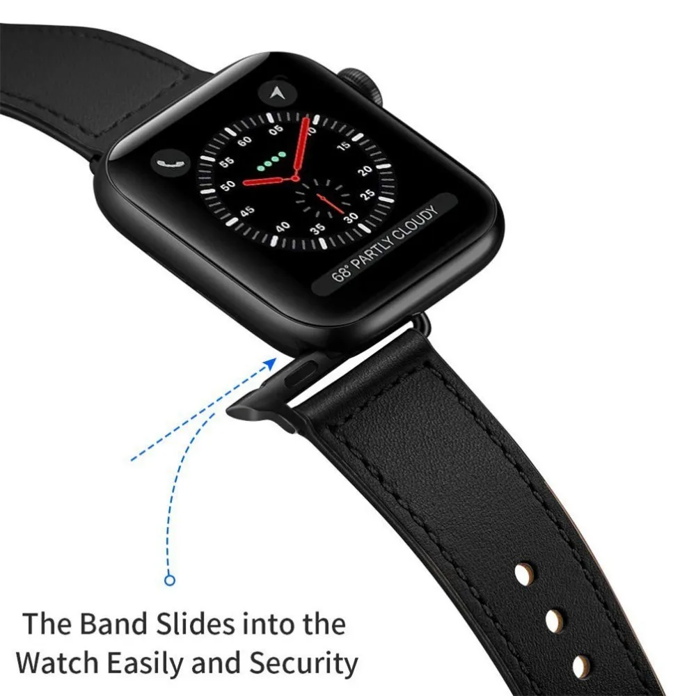 Ремешок из натуральной кожи для Apple Watch band 44 мм 4 3 iwatch 42 38 40 pulseira correa Браслет Смарт