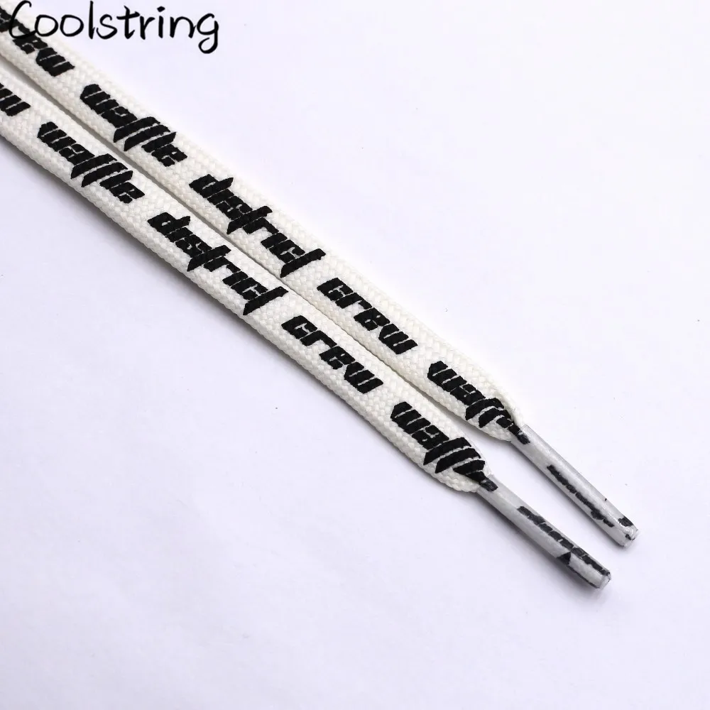 Coolstring Double-sided Screen Printing Waffle District Crew Laces Beige Black Authentic Sports Shoelace Clothing Accessories