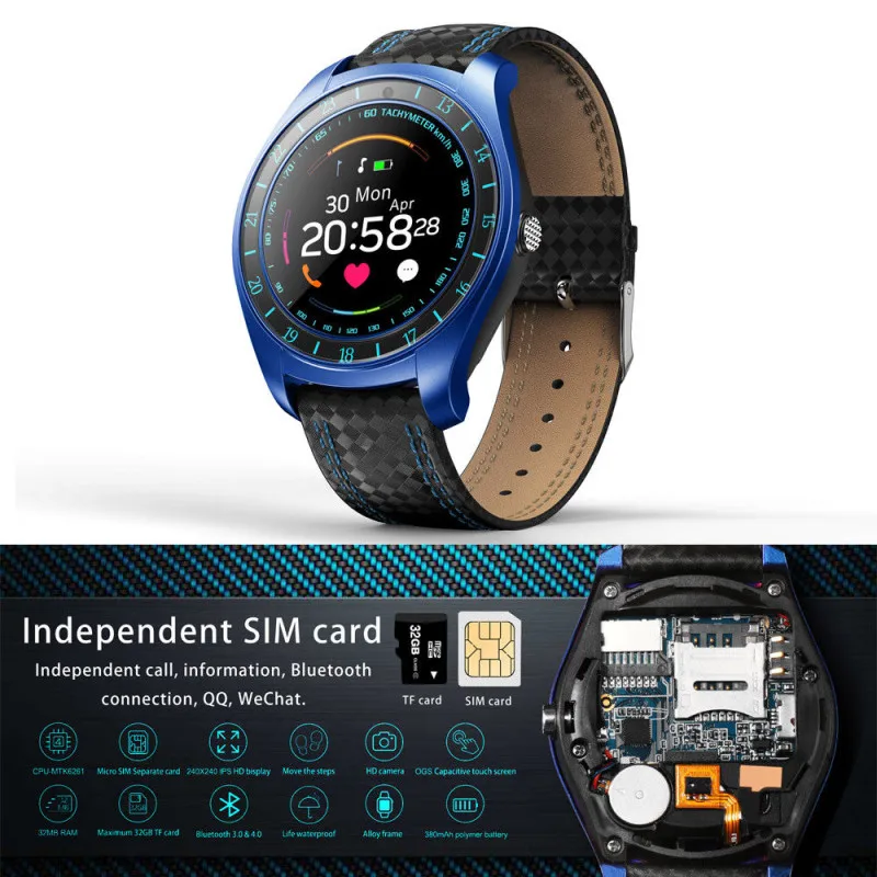 

V10 Smart Watch with Camera Bluetooth Heart Rate Tracker Support SIM Card Hot