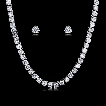 

Trendy Crystal CZ Cubic Zirconia Bridal Wedding Necklace Earring Set Jewelry Sets for Women Prom Party Accessories CN10159