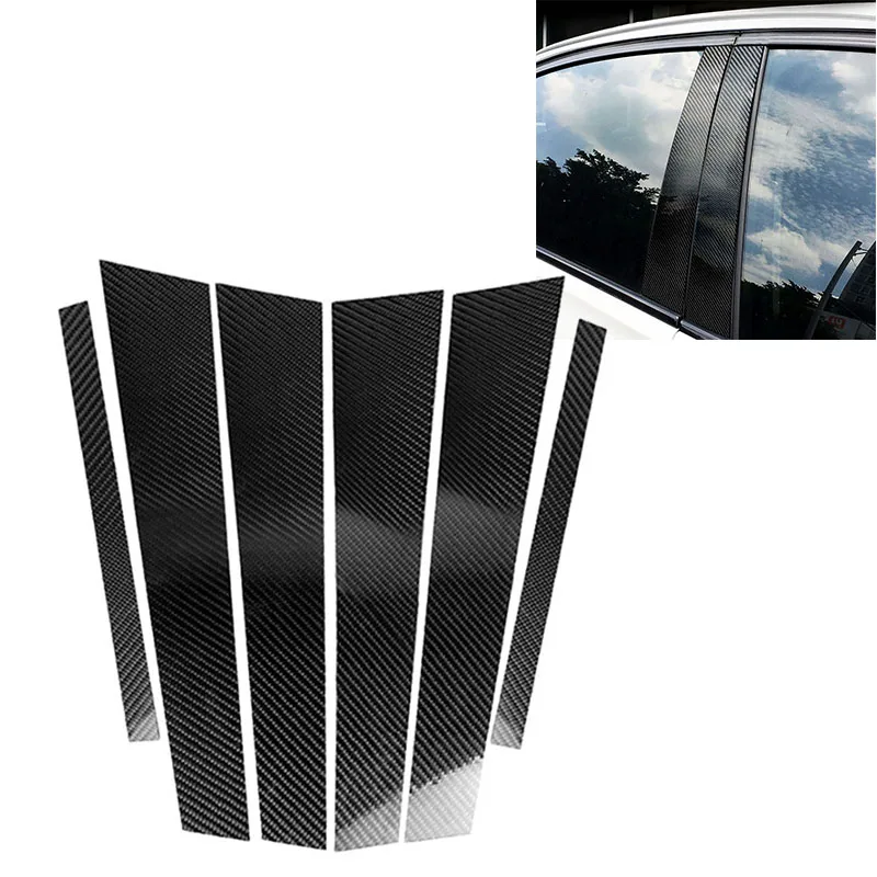buy 6pcs Set Black Carbon Fiber Car Window B pillars Molding Trim Auto Styling Stickers For BMW F10 New 5 Series 2011 2017