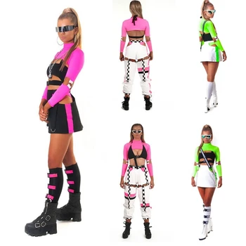 

Sexy Women Cool Turtleneck Solid Fluorescence Long Sleeve Party Club Blouse Short Shirt Tops