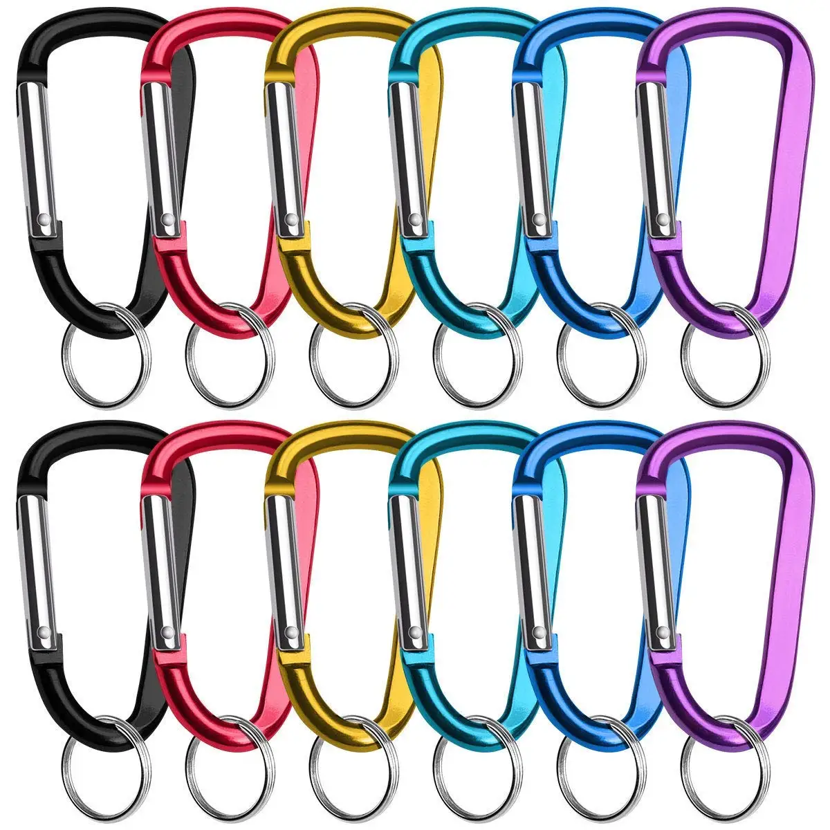 Buy 12 Pack Aluminum Carabiner Key Chain,D Shape