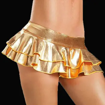 

Micro Shiny MiniSkirt Women Party Lingerie Metallic Bodycon Dance Night Clubwear