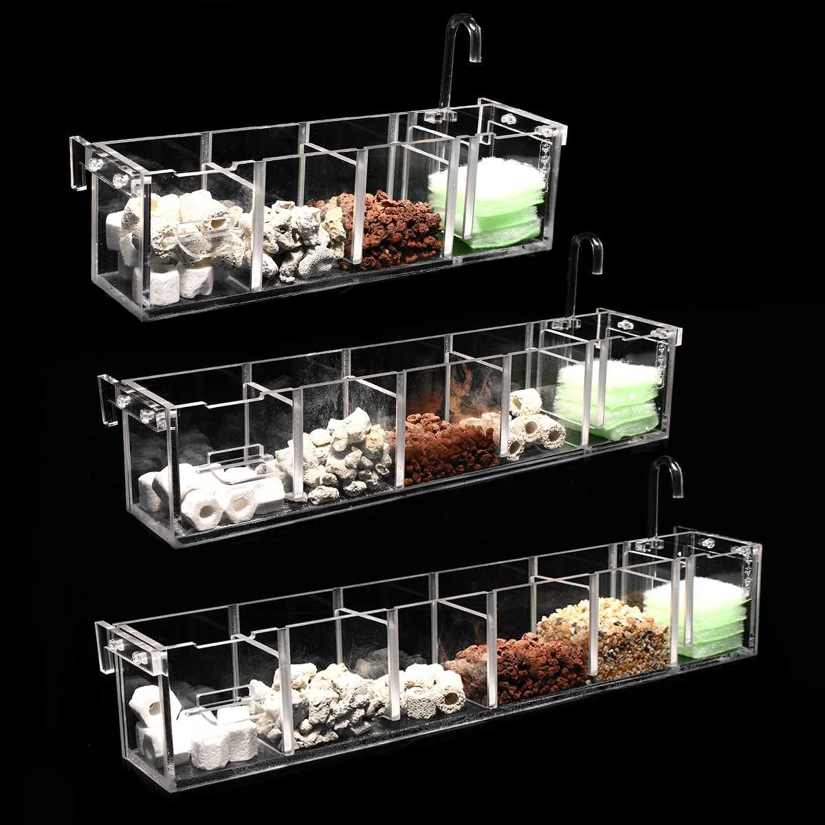2 6 Grids Fish Tank Aquarium Filter Box Acrylic External Hanging Water Purifier Aquatic font b