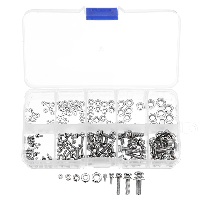 

Suleve MXSP1 160Pcs M2/M2.5/M3/M4/M5 Steel Phillips Pan Head Screws Nuts Assortment Kit