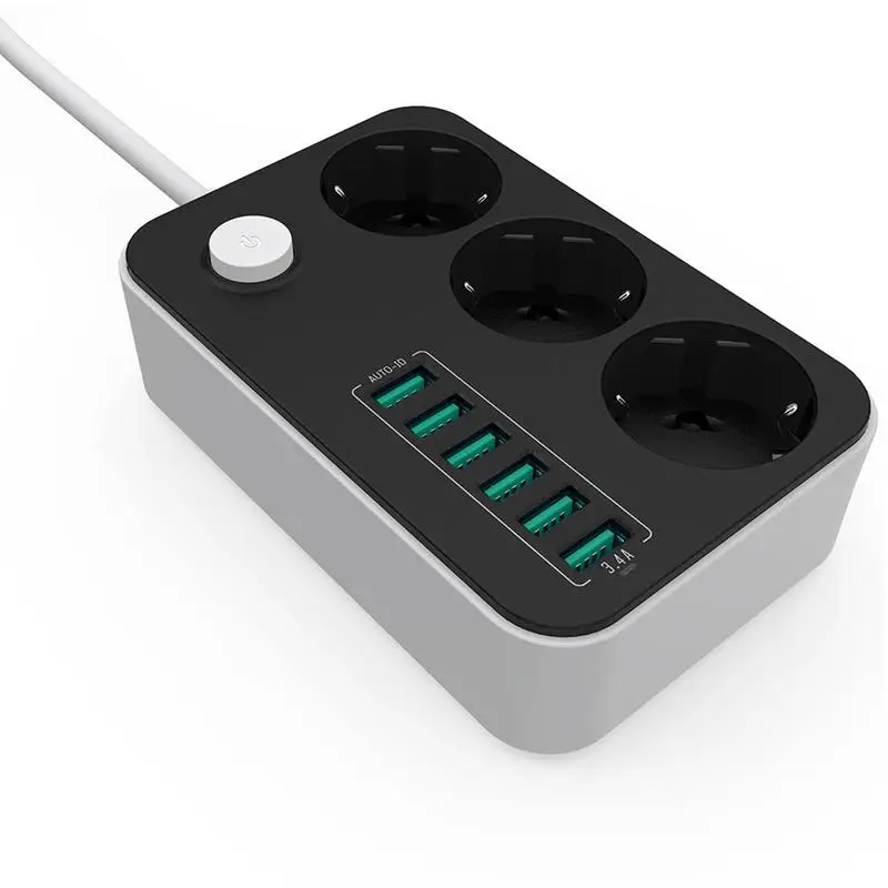 Продажа Мощность полосы с 3 розетки 6 Порты usb ЕС Plug несколько Мощность Розетки Универсальный зарядное устройство бытовой патч с расширителем доска