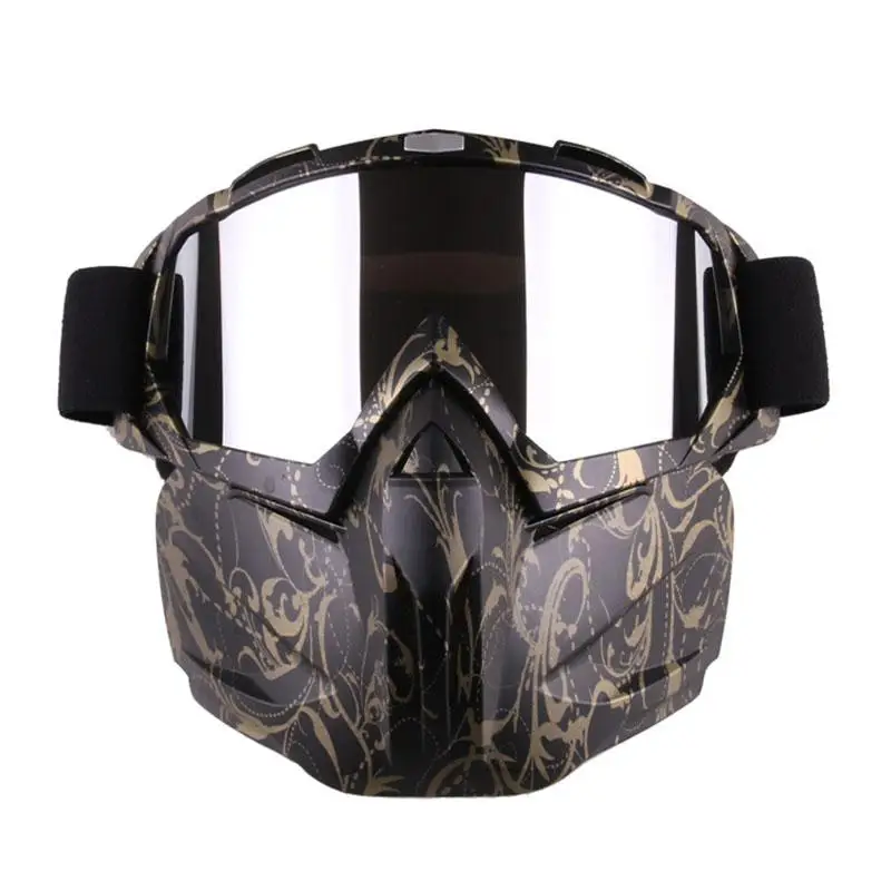 LumiParty Unique Motocross Goggles Glasses Face Dust Mask with Detachable Motorcycle Mouth Filter goggles mask Double foam