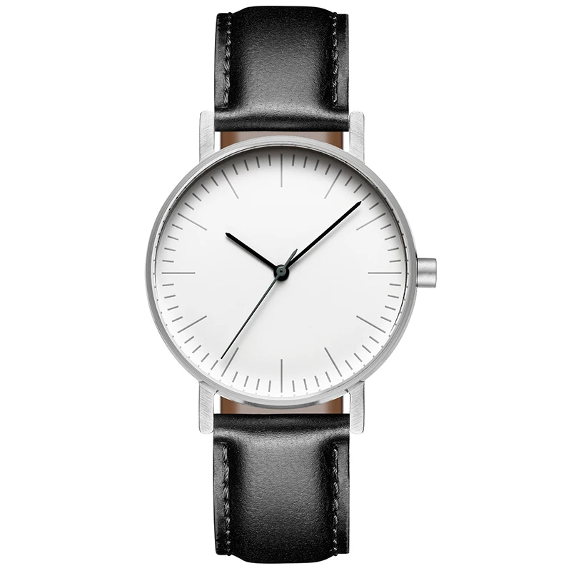 Bauhaus Minimalist Style Leather Watch Swiss Rhonda 763 Movement Minimal 36mm Stainless Steel Meshbelt Couple watch 2