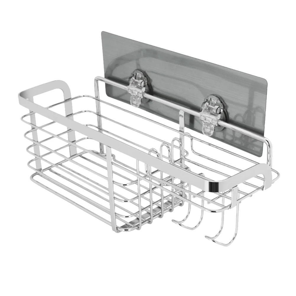 1Pc Rustproof Adhesive No Drilling Wall Mounted Removable Wire Hook Organizer Basket Shelf Caddy Rack Storage Holder | Дом и сад