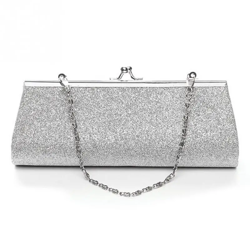 shiny silver clutch bag