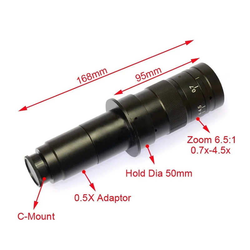 180X Монокуляр оптический зум C-Mount окуляр 0.7X-4.5X Регулируемый 25 мм CCD C Mount промышленный микроскоп с цифровой камерой Объектив CS