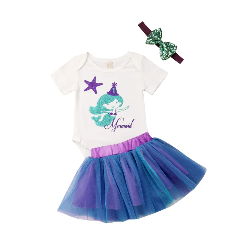 Emmababy Baby Girl mermaid Outfits Cotton bebe girls Clothing set