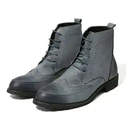 NIS/мужские ботинки с перфорацией типа «броги», ботильоны из искусственной кожи, высокие мужские ботинки, повседневная обувь на низком