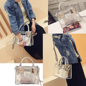 

Women Clear Transparent Shoulder Bag Jelly Candy Summer Beach Handbag Woman Messenger Bags