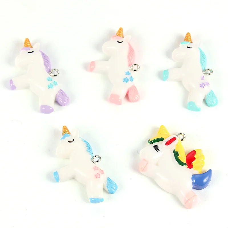 

10 Pcs Resin Unicorn Pendant Jewelry Findings Pink Blue Color Charms Necklace Girls Kids Accessories DIY Jewelry Making